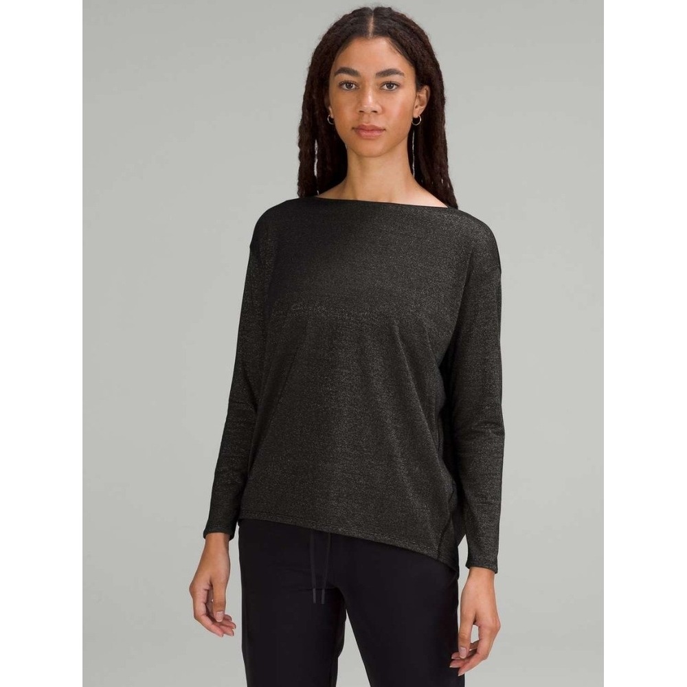 Lululemon Back in Action Long Sleeve Shirt Spark Black Sz 6 Casual Gorp Drapey